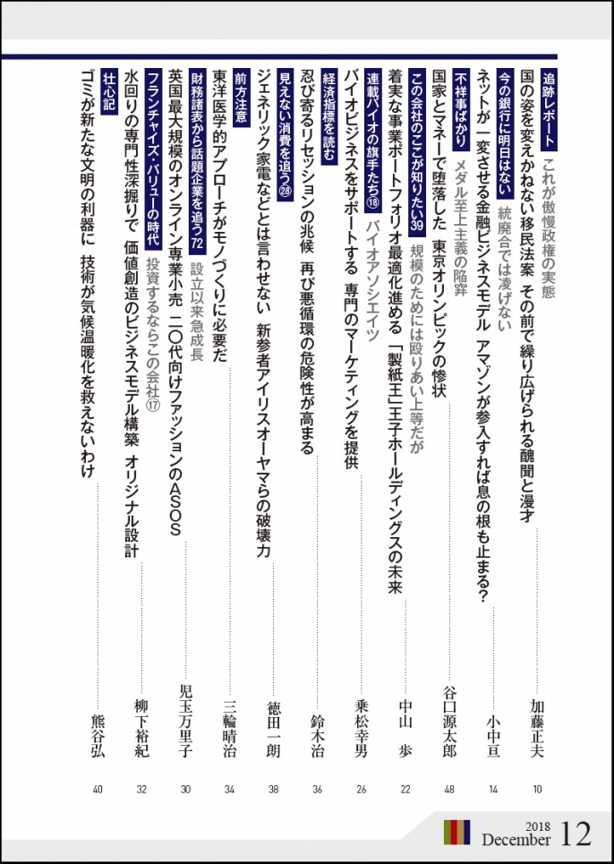 2018年12月号は11月26日（月）発売です。